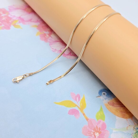 "Minimalist Rose Gold Snake Chain Necklace for Women, 17.7 Inch Length, XPNL0080 - Picture 9 of 12